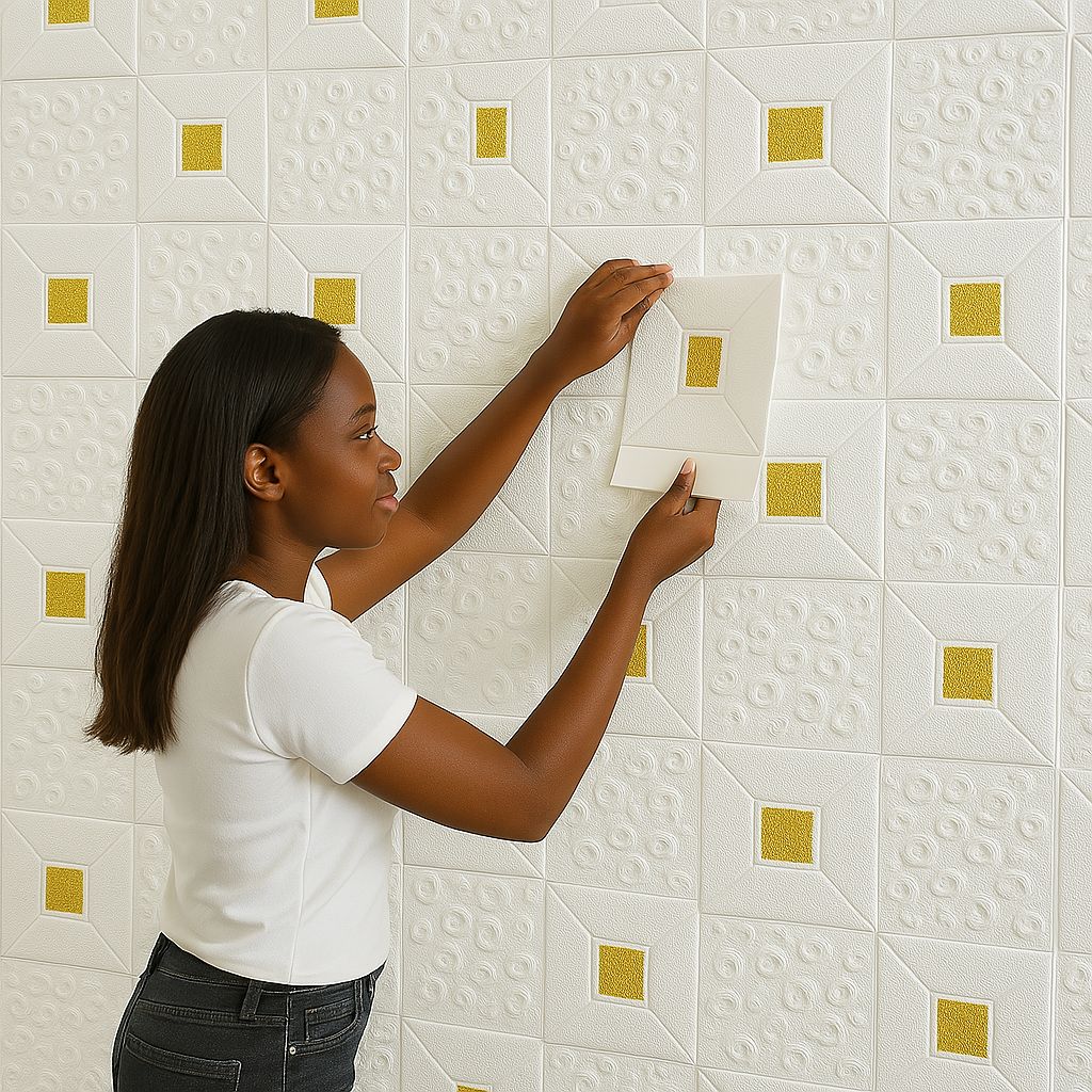 5pcs Self Adhesive Foam Wallpaper DIY 3D Wall Panel 70*77 Living Room Brick Stickers Bedroom Kids Room Brick Papers Home Wall Decor