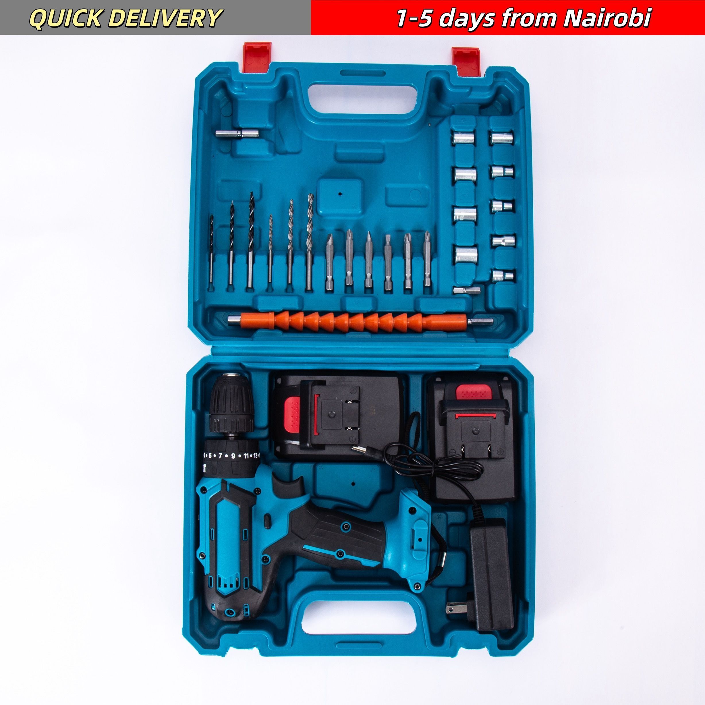 Two 21V batteries, Electric Cordless Drill,charging electric screwdriver, Power Drill Cordless, Charger 21 Volt Drill Driver Kit, Drills Cordless Setttery