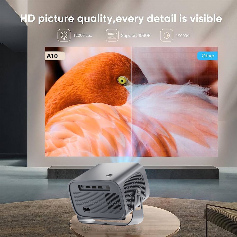 V100 Brand Projector, 4K Home ultra clear 3D projector With Android Built-in Software FHD 360° Projector Support Electronic Focus Automatic Keystone Correction Video Multi-Port For IOS HDTV