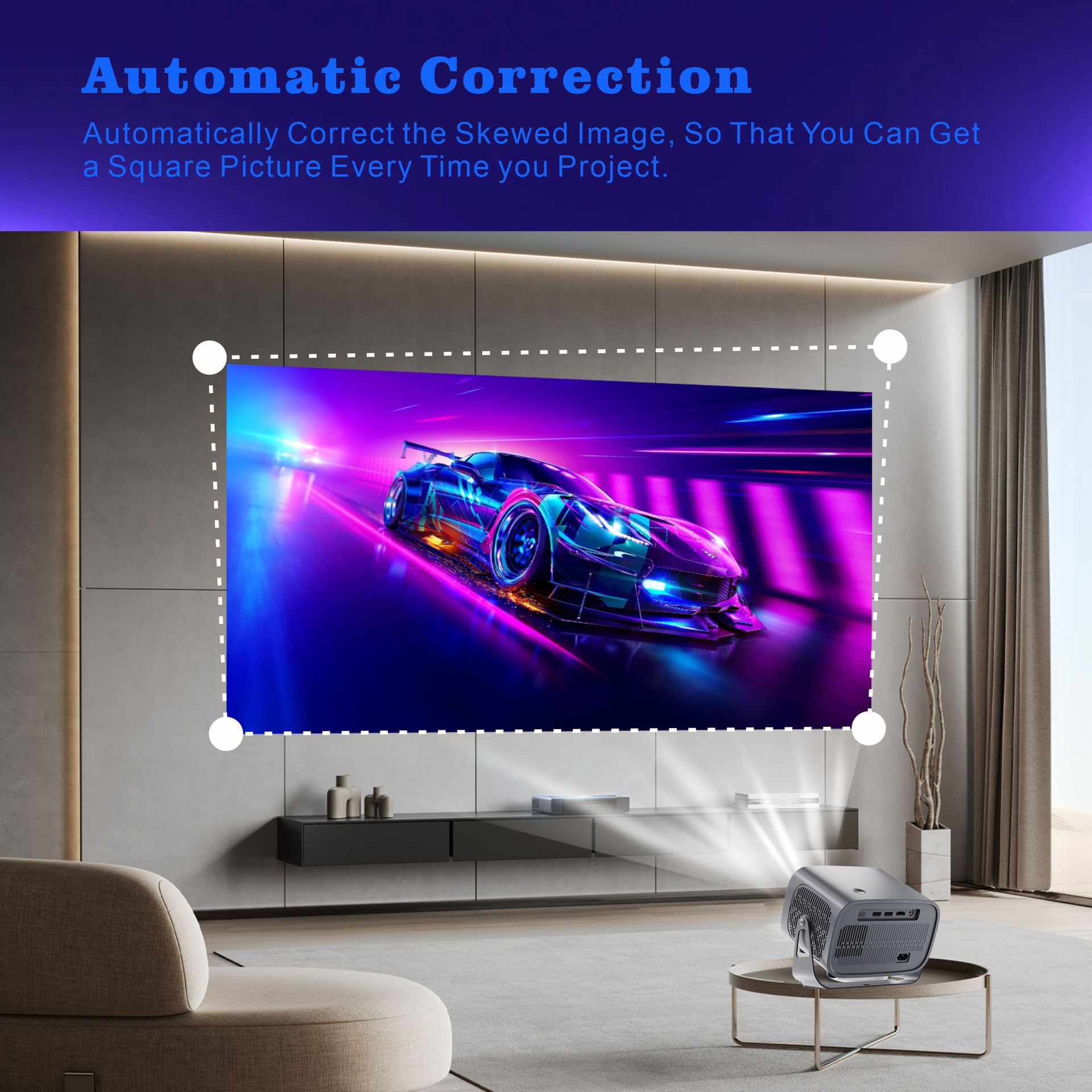 V100 Brand Projector, 4K Home ultra clear 3D projector With Android Built-in Software FHD 360° Projector Support Electronic Focus Automatic Keystone Correction Video Multi-Port For IOS HDTV