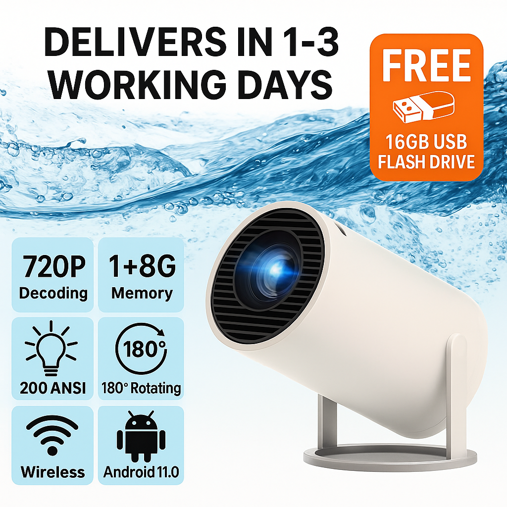 2025 new HY300 Projector with WIFI6 and Bluetooth, 4K 1080P Support with Android TV 11.0, Mini Portable 180° Rotatable Movie Projector ,Auto Keystone Compatible for Laptop, PC, Smartphone