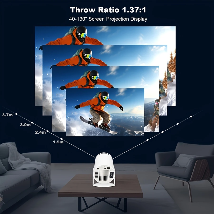 2025 new HY300 Projector with WIFI6 and Bluetooth, 4K 1080P Support with Android TV 11.0, Mini Portable 180° Rotatable Movie Projector ,Auto Keystone Compatible for Laptop, PC, Smartphone