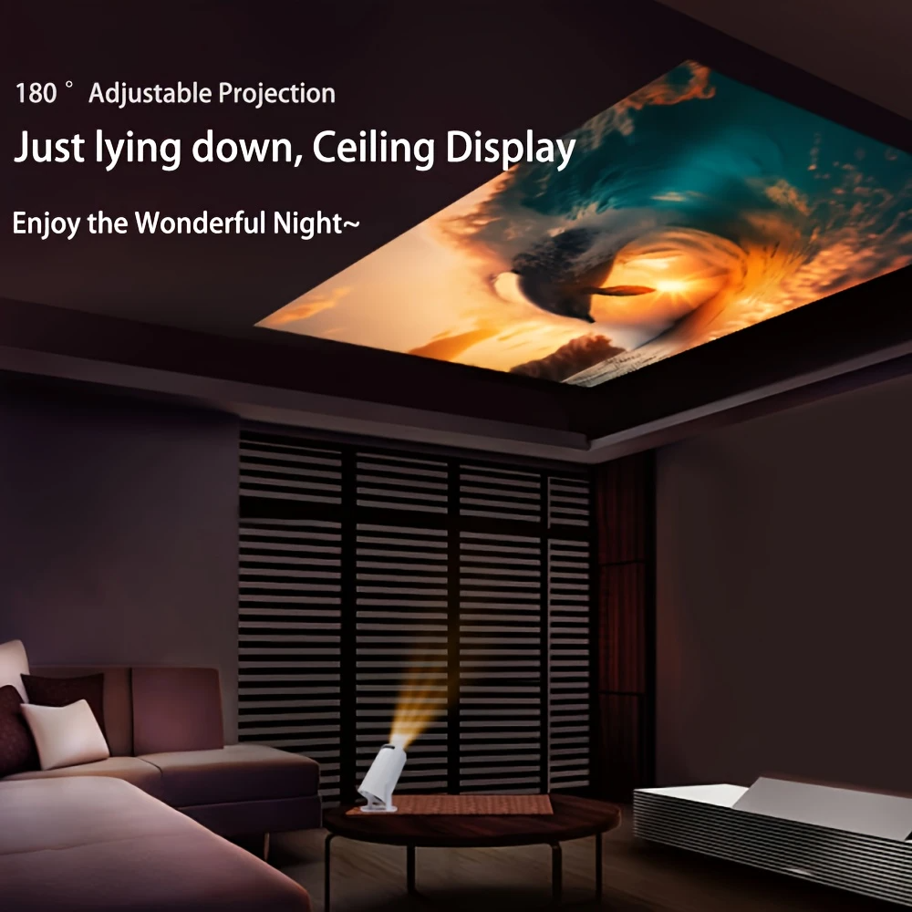 2025 new HY300 Projector with WIFI6 and Bluetooth, 4K 1080P Support with Android TV 11.0, Mini Portable 180° Rotatable Movie Projector ,Auto Keystone Compatible for Laptop, PC, Smartphone