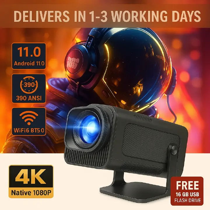 HY320 Model(not HY320 Mini), Magcubic 4K Android Projector, Native 1080P, 390 ANSI Lumens, Dual Wifi 6, Wireless 5.0, 1920x1080 Resolution, Portable Cinema Projector with Upgraded Features, US Plug