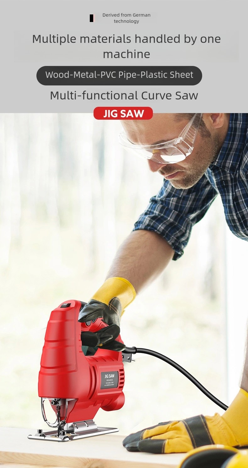 220V Electric Jigsaw with 10 Wood Cutting Blades, 45° Bevel Cutting, 6-Speed Control,Jig Saw (official standard kit)