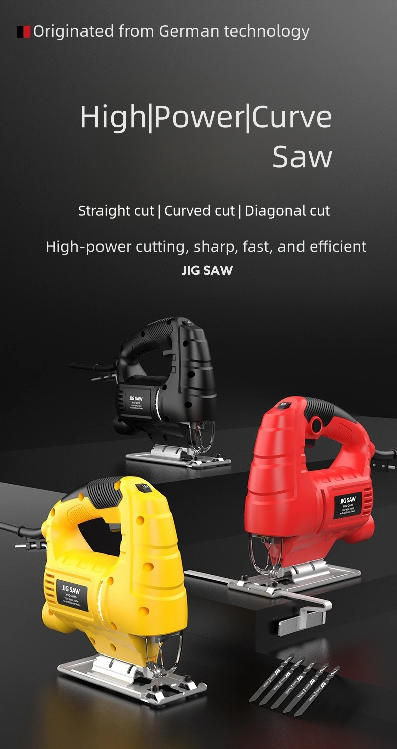 220V Electric Jigsaw with 10 Wood Cutting Blades, 45° Bevel Cutting, 6-Speed Control,Jig Saw (official standard kit)