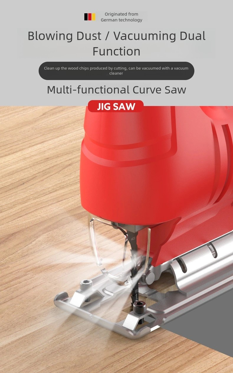 220V Electric Jigsaw with 10 Wood Cutting Blades, 45° Bevel Cutting, 6-Speed Control,Jig Saw (official standard kit)