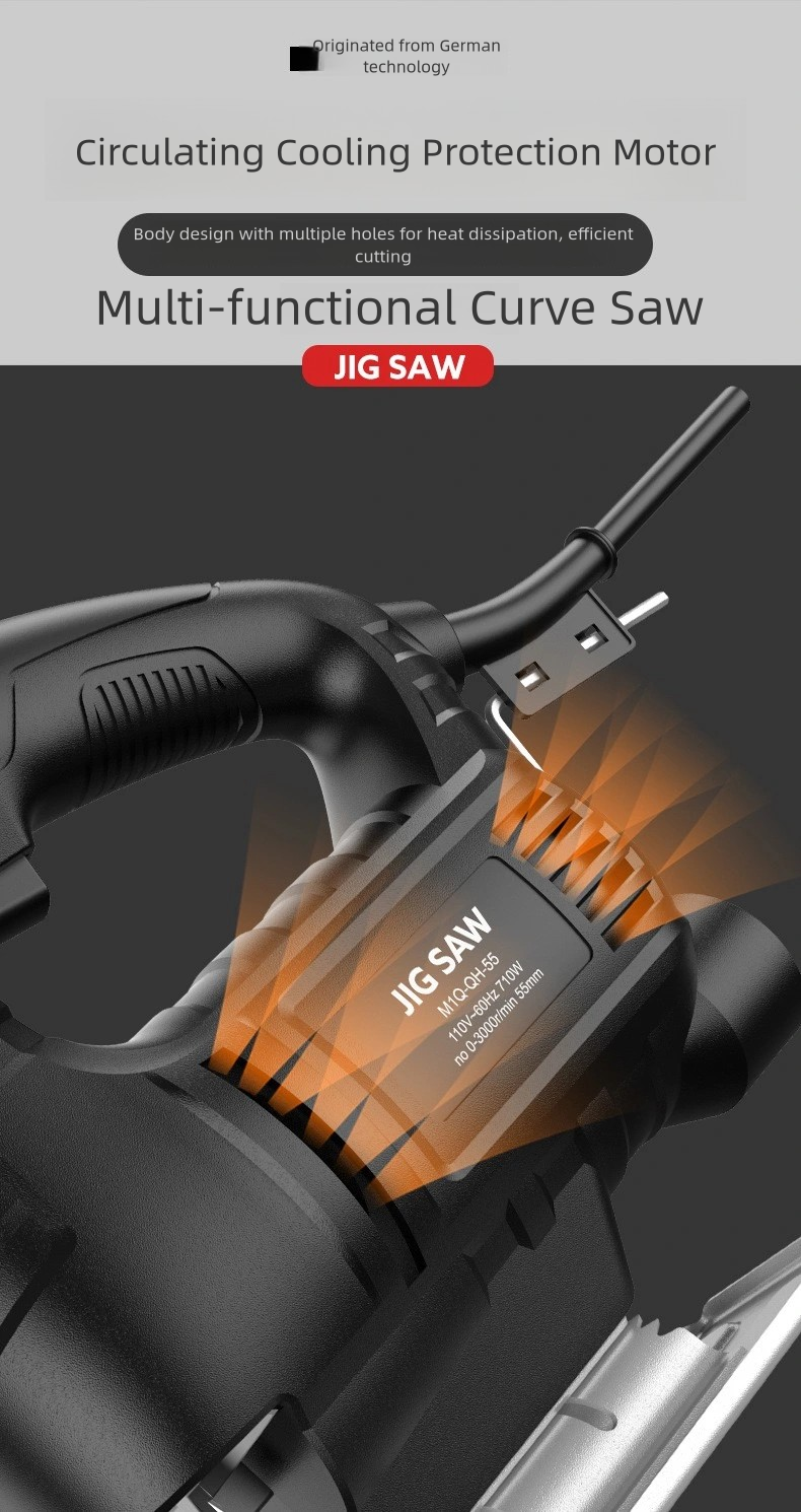 220V Electric Jigsaw with 10 Wood Cutting Blades, 45° Bevel Cutting, 6-Speed Control,Jig Saw (official standard kit)