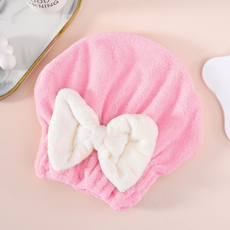 3 Pcs High density coral fleece dry hair cap, large bow princess hat, thickened absorbent dry hair towel wrapped in headscarf, quick drying shower cap