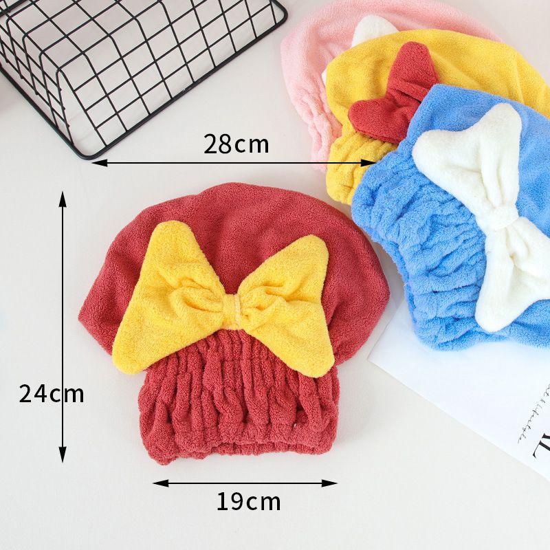 3 Pcs High density coral fleece dry hair cap, large bow princess hat, thickened absorbent dry hair towel wrapped in headscarf, quick drying shower cap