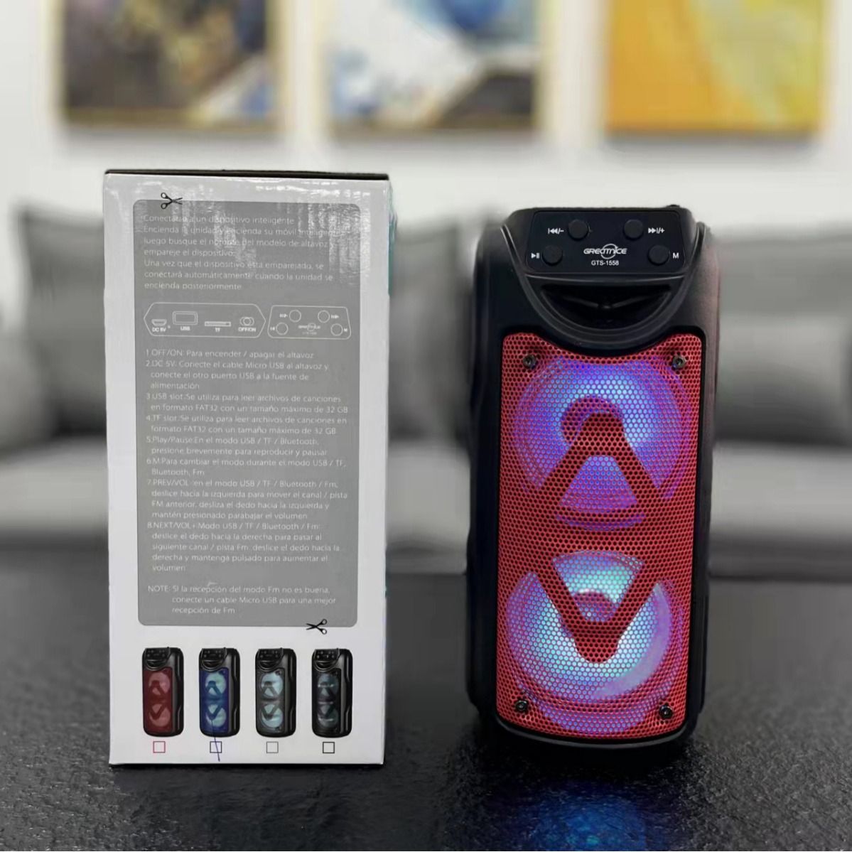 PortableColorful lights, Bluetooth speakers, plug-in music player, wireless speaker, Fast delivery within 1-5 days, Outdoor portable dual 3-inch Audio Video plug-in music player For Dancing Party
