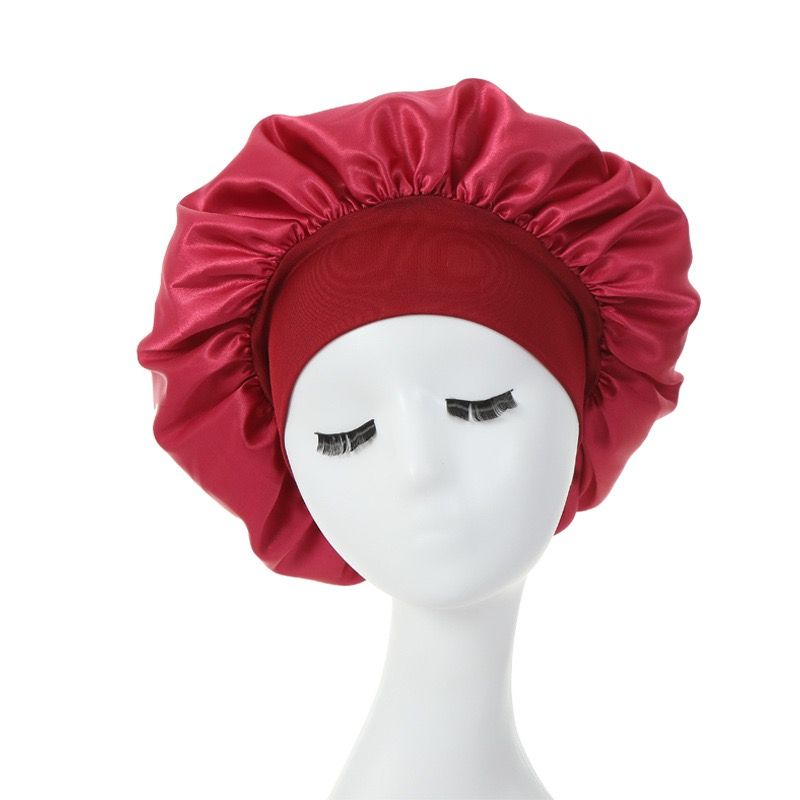 3 Pcs nightcap,Satin Headscarf Hat Sleeping Bonnet Curly Hair Wrap Silk Cap Fashion Wide Soft Elastic Springy Band Head Scarf Headwear Pure Color Night Sleep Hat Nightcap Head Cover