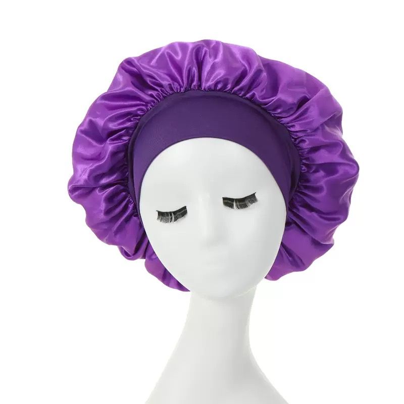 3 Pcs nightcap,Satin Headscarf Hat Sleeping Bonnet Curly Hair Wrap Silk Cap Fashion Wide Soft Elastic Springy Band Head Scarf Headwear Pure Color Night Sleep Hat Nightcap Head Cover