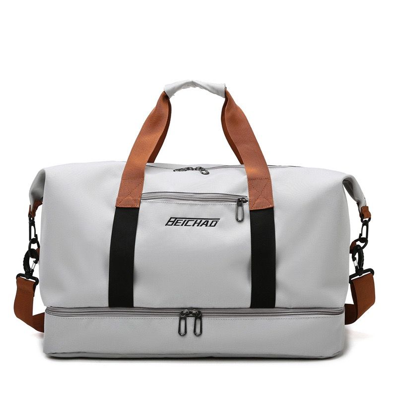 Extra-large capacity, multi-functional travel bag and gym bag with wet and dry separation. It can be used as a yoga shoulder crossbody duffel bag, suitable for both men and women as a casual bag