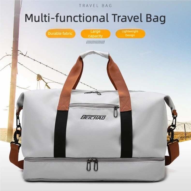 Extra-large capacity, multi-functional travel bag and gym bag with wet and dry separation. It can be used as a yoga shoulder crossbody duffel bag, suitable for both men and women as a casual bag