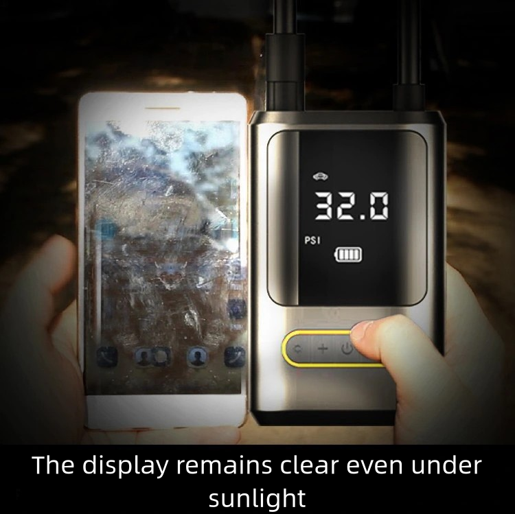 Portable Mini Car Tire Inflator, Electric Air Pump for Bicycles, Handheld Wireless Charging Digital Display Air Compressor