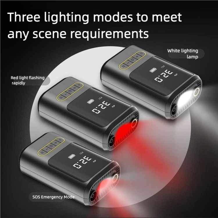Portable Mini Car Tire Inflator, Electric Air Pump for Bicycles, Handheld Wireless Charging Digital Display Air Compressor