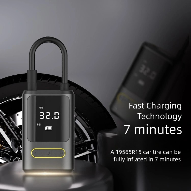 Portable Mini Car Tire Inflator, Electric Air Pump for Bicycles, Handheld Wireless Charging Digital Display Air Compressor
