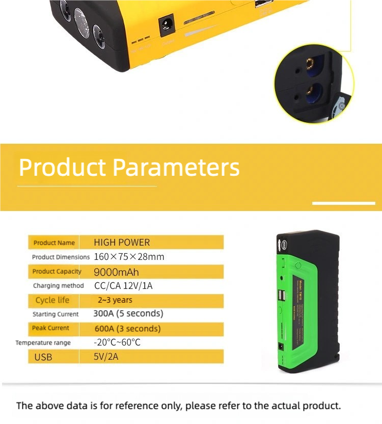 Car Emergency Jump Starter, Jump Starter Power Bank, High-Capacity Portable Charger, Vehicle Battery Starter 9000mAh