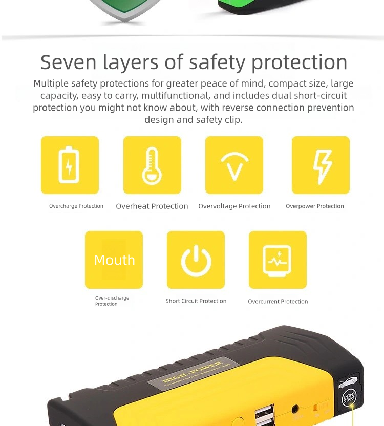 Car Emergency Jump Starter, Jump Starter Power Bank, High-Capacity Portable Charger, Vehicle Battery Starter 9000mAh