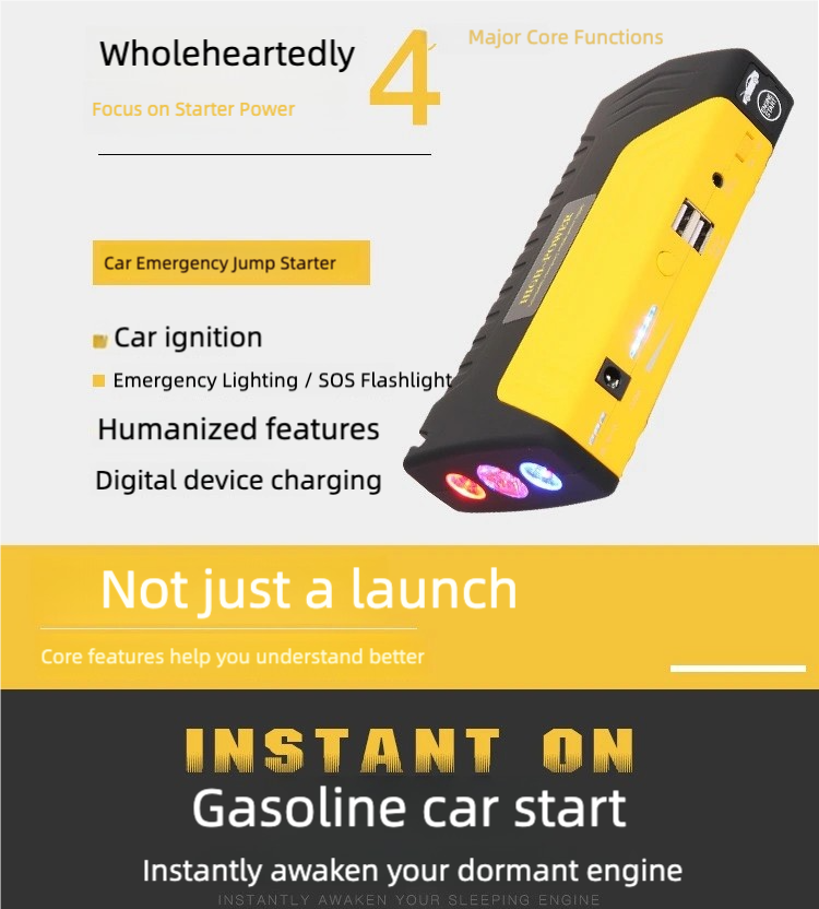 Car Emergency Jump Starter, Jump Starter Power Bank, High-Capacity Portable Charger, Vehicle Battery Starter 9000mAh