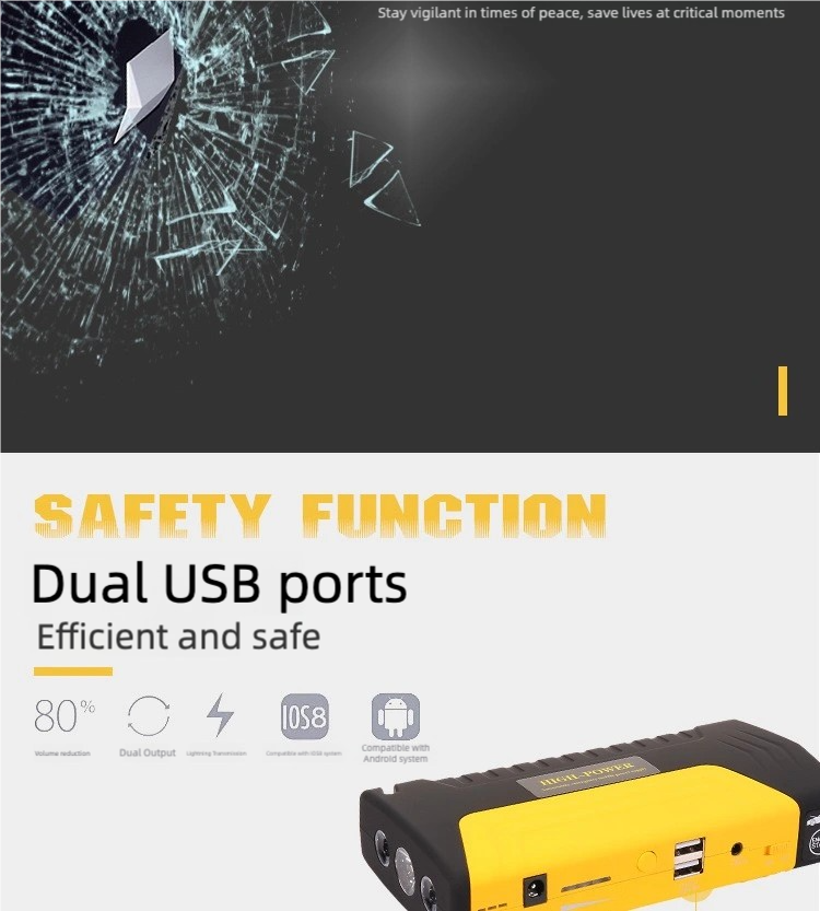 Car Emergency Jump Starter, Jump Starter Power Bank, High-Capacity Portable Charger, Vehicle Battery Starter 9000mAh