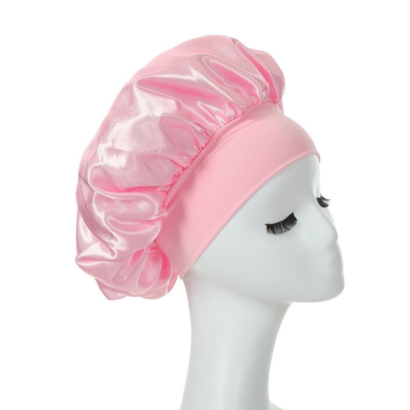 3 Pcs nightcap,Satin Headscarf Hat Sleeping Bonnet Curly Hair Wrap Silk Cap Fashion Wide Soft Elastic Springy Band Head Scarf Headwear Pure Color Night Sleep Hat Nightcap Head Cover