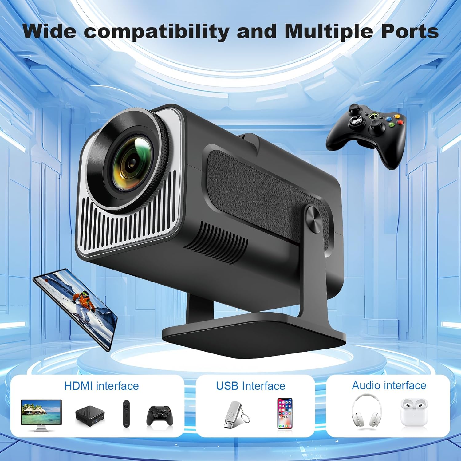 HY320 Model(not HY320 Mini), Magcubic 4K Android Projector, Dual Wifi 6, Wireless 5.0, Portable Cinema Projector with Upgraded Features, US Plug