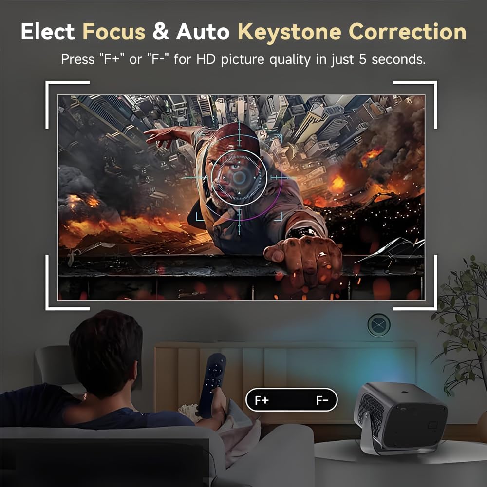 V100 Brand Projector, 4K Home ultra clear 3D projector With Android Built-in Software FHD 360° Projector Support Electronic Focus Automatic Keystone Correction Video Multi-Port For IOS HDTV