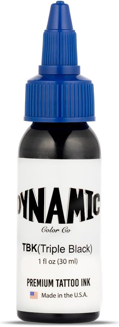 Dynamic Color Tattoo Ink, Real Permanent pigments( not Practice ink),Pre-Dispersed Professional Tattoo Pigment, Made in USA, 100% Original,Bottle 1oz, Triple black,Blue,Red