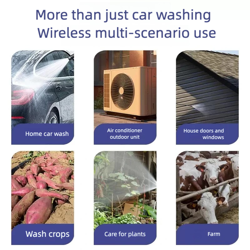 Cordless Power Washer for Car, Rechargeable Portable High-Pressure Car Washing Machine – 2 Batteries, Home, Garden, Bikes & Outdoor Cleaning, Adjustable Nozzle Jet Sprayer