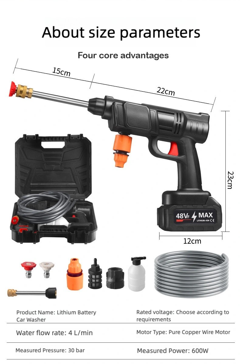 Cordless Power Washer for Car, Rechargeable Portable High-Pressure Car Washing Machine – 2 Batteries, Home, Garden, Bikes & Outdoor Cleaning, Adjustable Nozzle Jet Sprayer