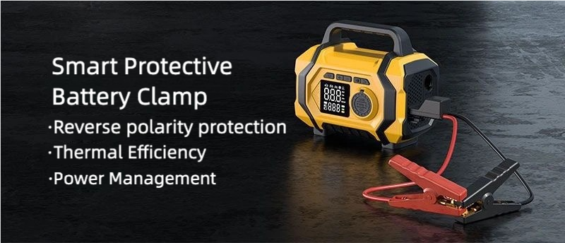 8000mAh Smart Car Jump Starter & High-Pressure Tire Inflator, 3-in-1 Jump Start + Inflation + Power Bank, Wireless Inflation Supported