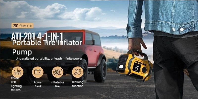 8000mAh Smart Car Jump Starter & High-Pressure Tire Inflator, 3-in-1 Jump Start + Inflation + Power Bank, Wireless Inflation Supported