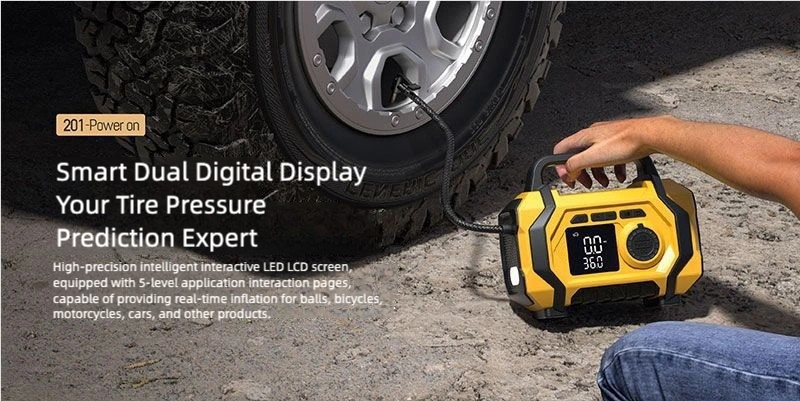 8000mAh Smart Car Jump Starter & High-Pressure Tire Inflator, 3-in-1 Jump Start + Inflation + Power Bank, Wireless Inflation Supported