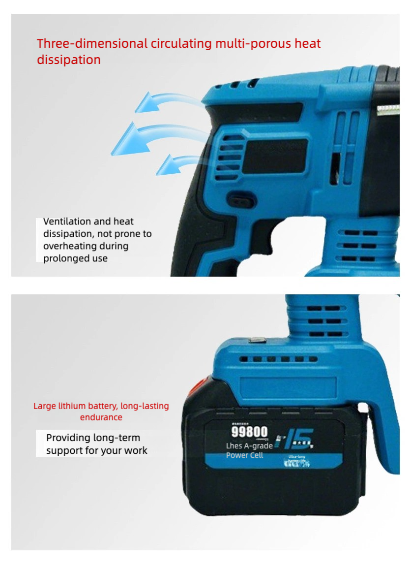 1" SDS-Plus Lightweight Rotary Hammer Drill with 2 batteris, 1680W 4 Functions Corded Variable Speed Rotomartillo with Safety Clutch for Concrete, Includes 3 Drill Bits,2 Chisels,Heavy Duty