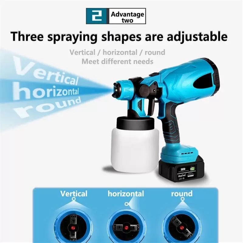 Cordless Electric Paint Sprayer 800W,Rechargeable Lithium Spray Gun, High Atomization Power Tool for Paint and Latex, Two 21v Lithium Battery