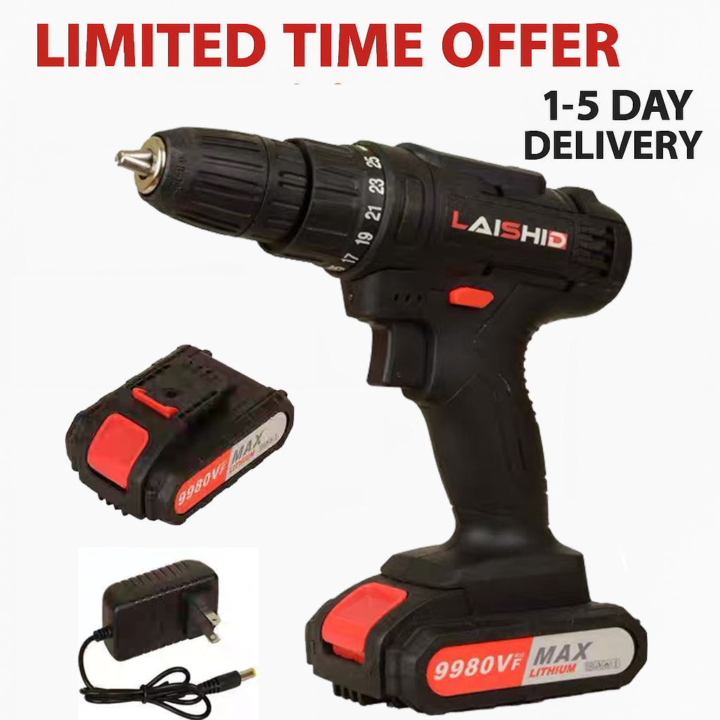 【Limited-time discount today】LAISHID brand Electric Cordless Drill,charging electric screwdriver, Power Drill Cordless, Charger 21 Volt , Drills Cordless Setttery