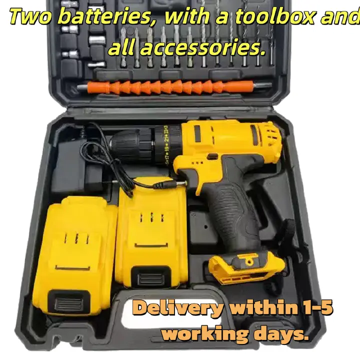 Two 21V lithium batteris,With toolbox, New Arrived 21V  Electric Drill 23 Piece Set,drilling machine,drilling machine set ,drillling tool drill machine drill bit set drill drilling bit drill kit