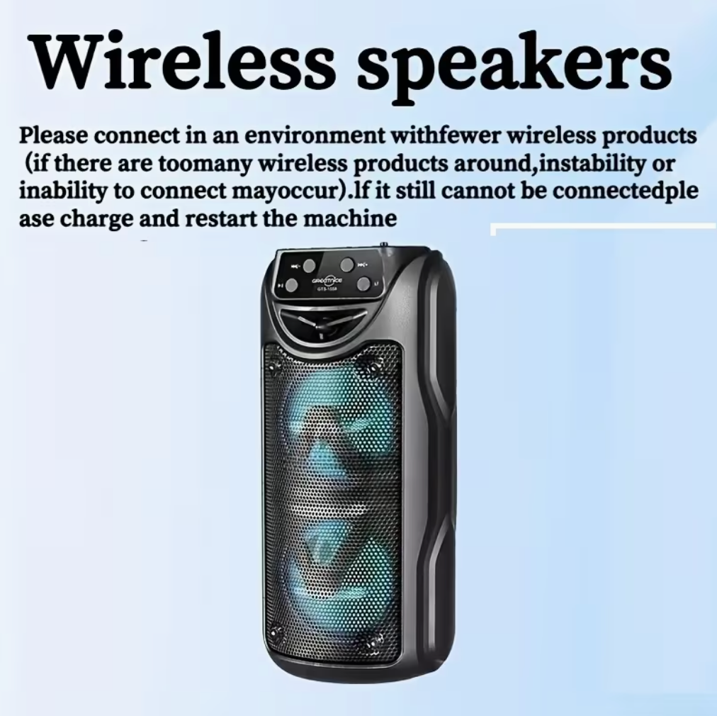 PortableColorful lights, Bluetooth speakers, plug-in music player, wireless speaker, Fast delivery within 1-5 days, Outdoor portable dual 3-inch Audio Video plug-in music player For Dancing Party