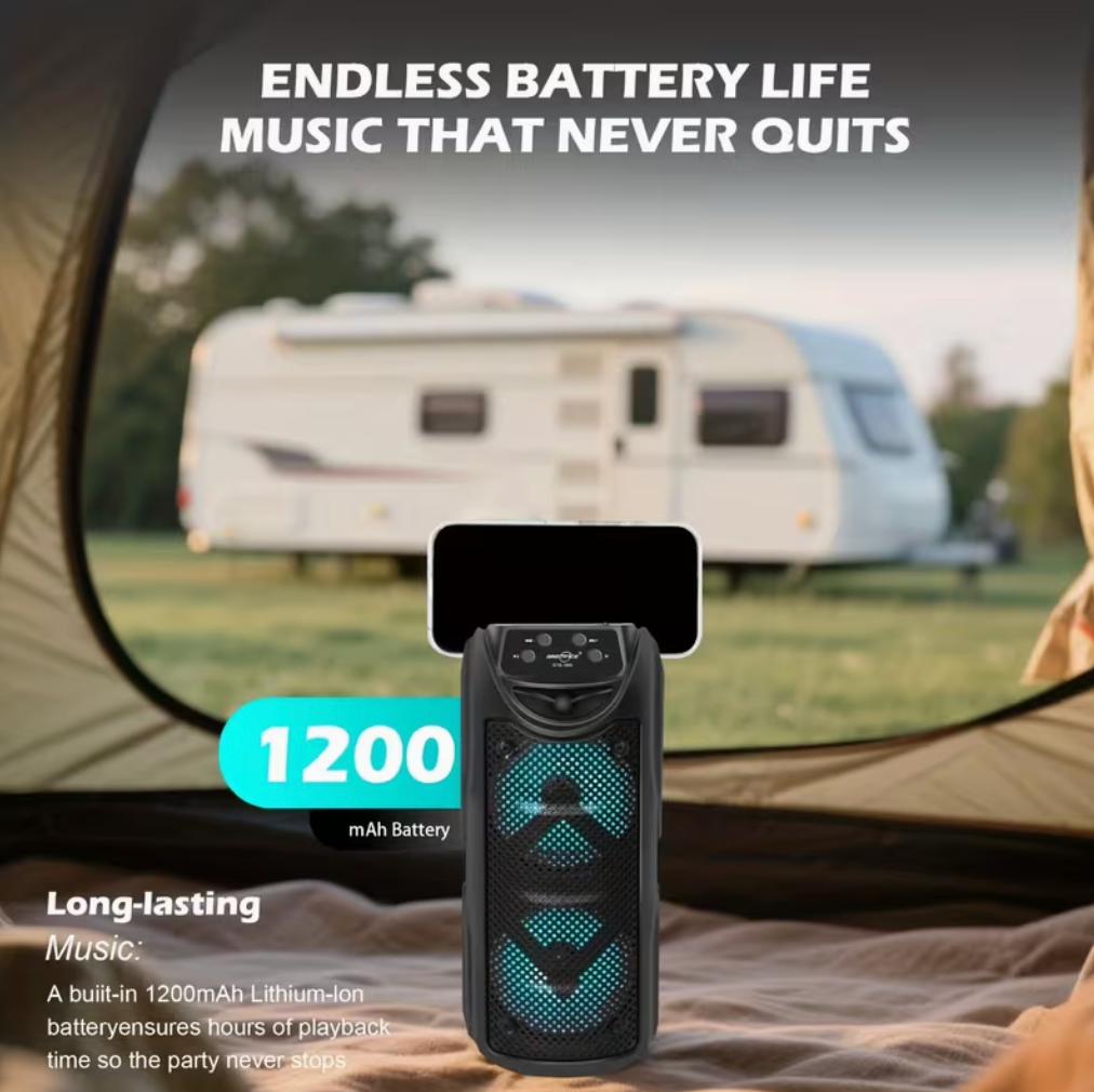 PortableColorful lights, Bluetooth speakers, plug-in music player, wireless speaker, Fast delivery within 1-5 days, Outdoor portable dual 3-inch Audio Video plug-in music player For Dancing Party