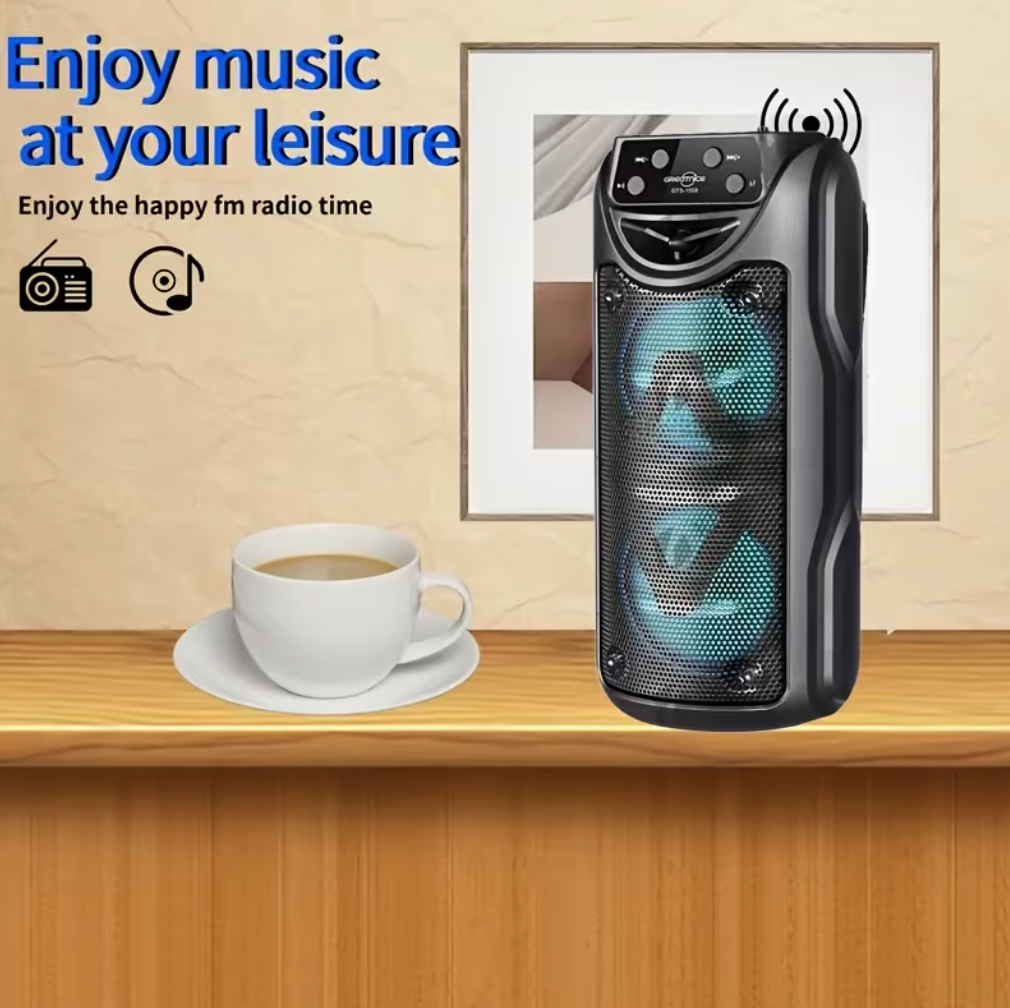 PortableColorful lights, Bluetooth speakers, plug-in music player, wireless speaker, Fast delivery within 1-5 days, Outdoor portable dual 3-inch Audio Video plug-in music player For Dancing Party