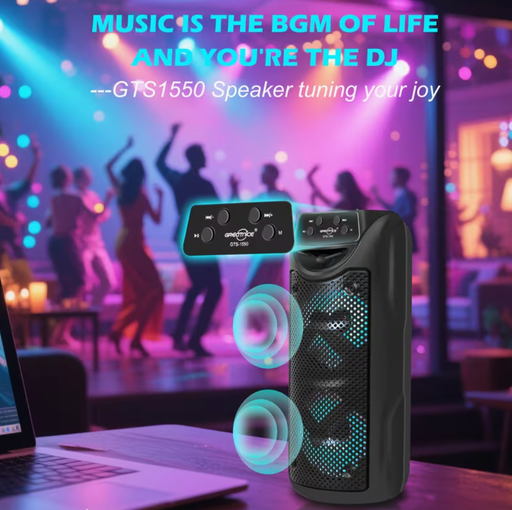 PortableColorful lights, Bluetooth speakers, plug-in music player, wireless speaker, Fast delivery within 1-5 days, Outdoor portable dual 3-inch Audio Video plug-in music player For Dancing Party