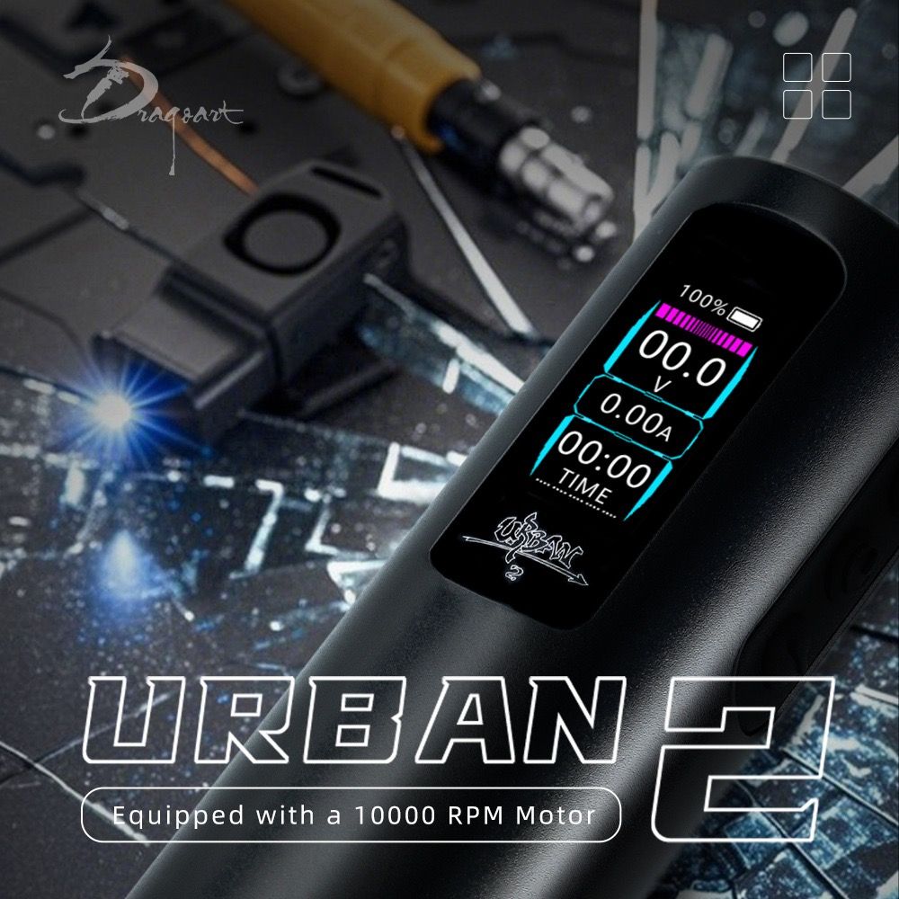Tattoo URBAN-2 Wireless Battery Pen, Speed 10000RPM,LED Color Screen Motor Tattoo Machine for Professional Tattooing