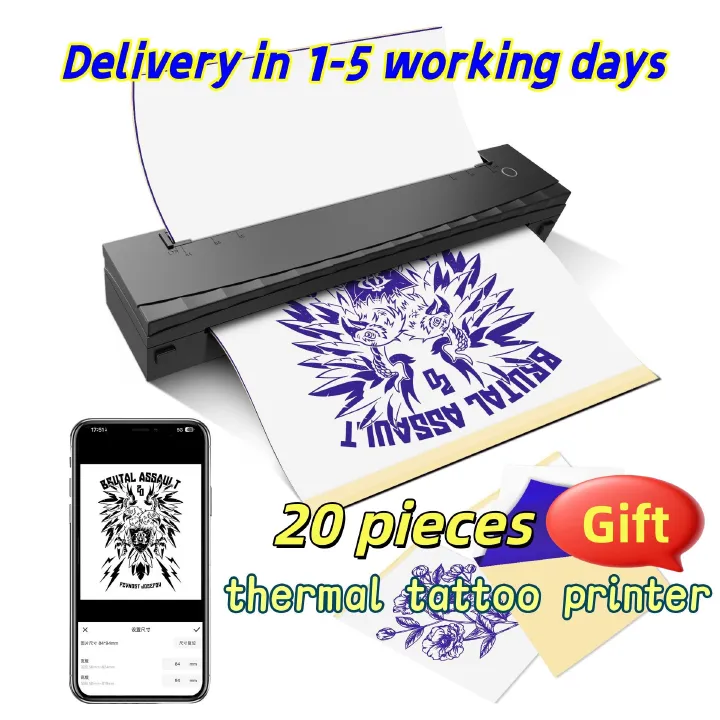 Portable thermal tattoo printer A4-sized Bluetooth-enabled, mobile phone-compatible mini tattoo transfer machine