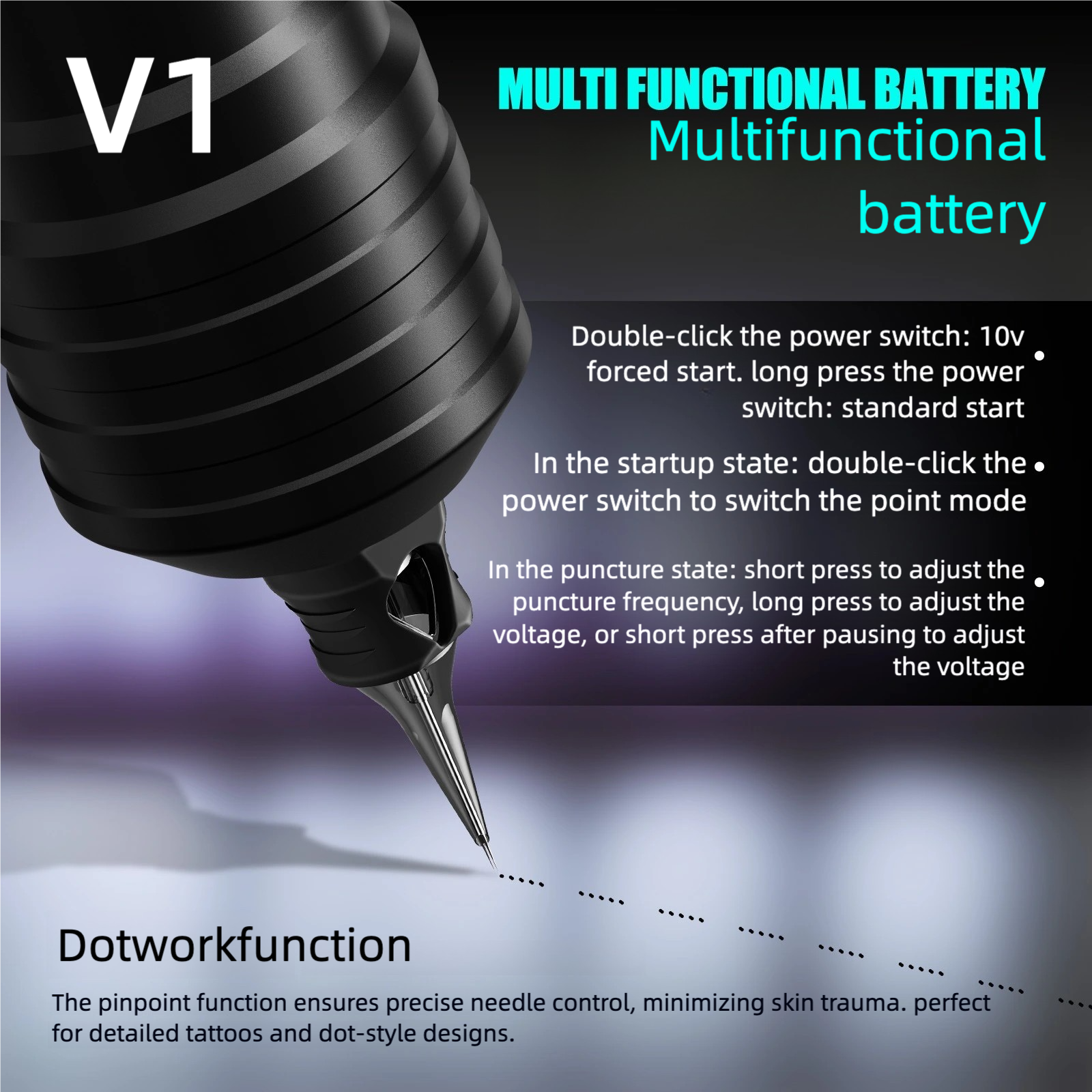 FF1 Model Portable Wireless Tattoo Pen Kit ,Professional Tattoo Machine Kit, Rotary Machine for Lining, Shading & Practice - Complete Tattooing Supplies Set