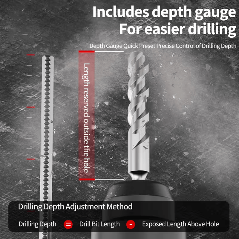 1" SDS-Plus Lightweight Rotary Hammer Drill with 2 batteris, 1680W 4 Functions Corded Variable Speed Rotomartillo with Safety Clutch for Concrete, Includes 3 Drill Bits,2 Chisels,Heavy Duty