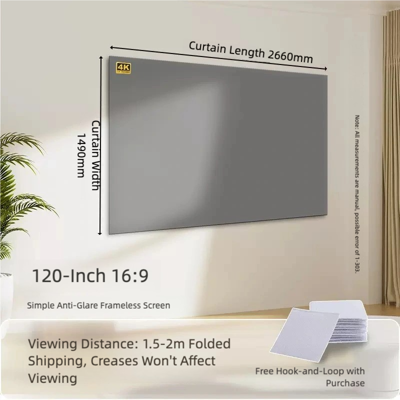 Portable Projector Screen Simple Curtain Anti-Light 72/100/120 Inches Projection Screens for Home Outdoor Office Projector