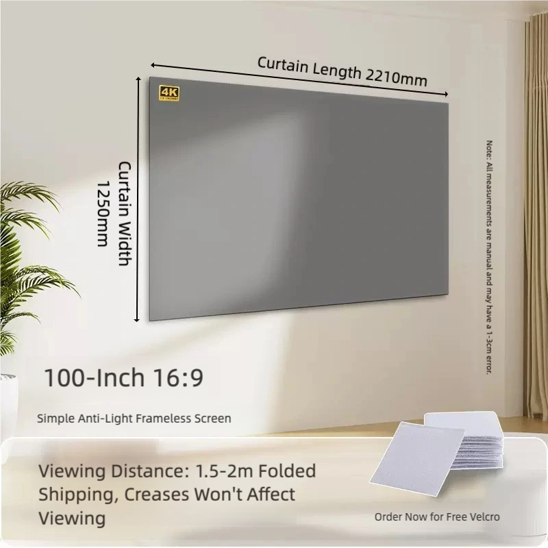 Portable Projector Screen Simple Curtain Anti-Light 72/100/120 Inches Projection Screens for Home Outdoor Office Projector
