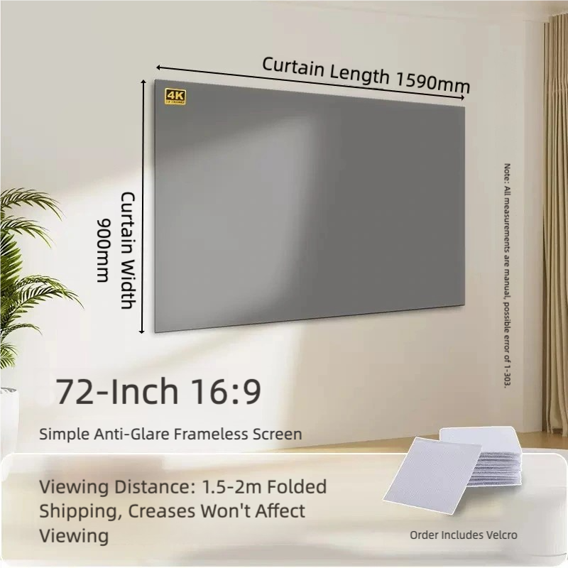 Portable Projector Screen Simple Curtain Anti-Light 72/100/120 Inches Projection Screens for Home Outdoor Office Projector